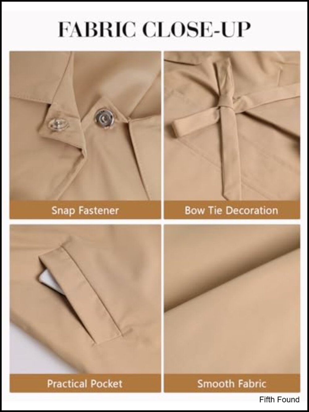 Women's Bow Toggle Trench Coat Long Sleeve Lapel Collar Winter Peacoat - Picture 4 of 5